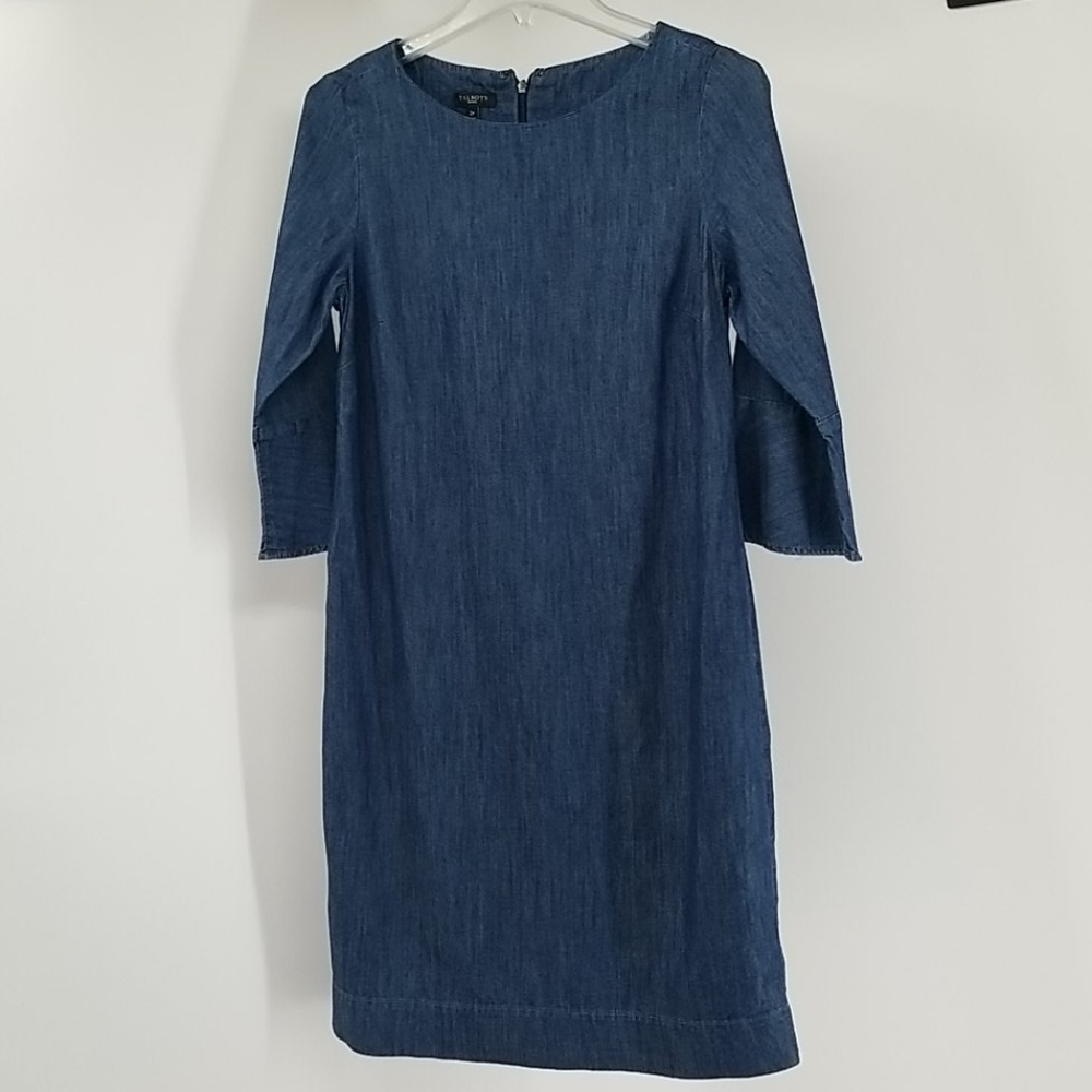 Talbots Blue Jean Denim Dress w Back‎ Zipper